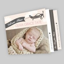 Pink and Gray Airplane Adoption Birth Announcement 