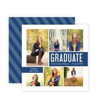 Navy Photo Collage Graduation Invitation