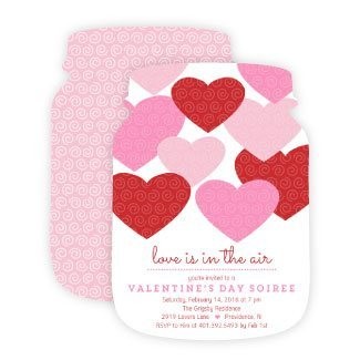 Cross Stitch Floating Hearts Valentines Day Party Invitation